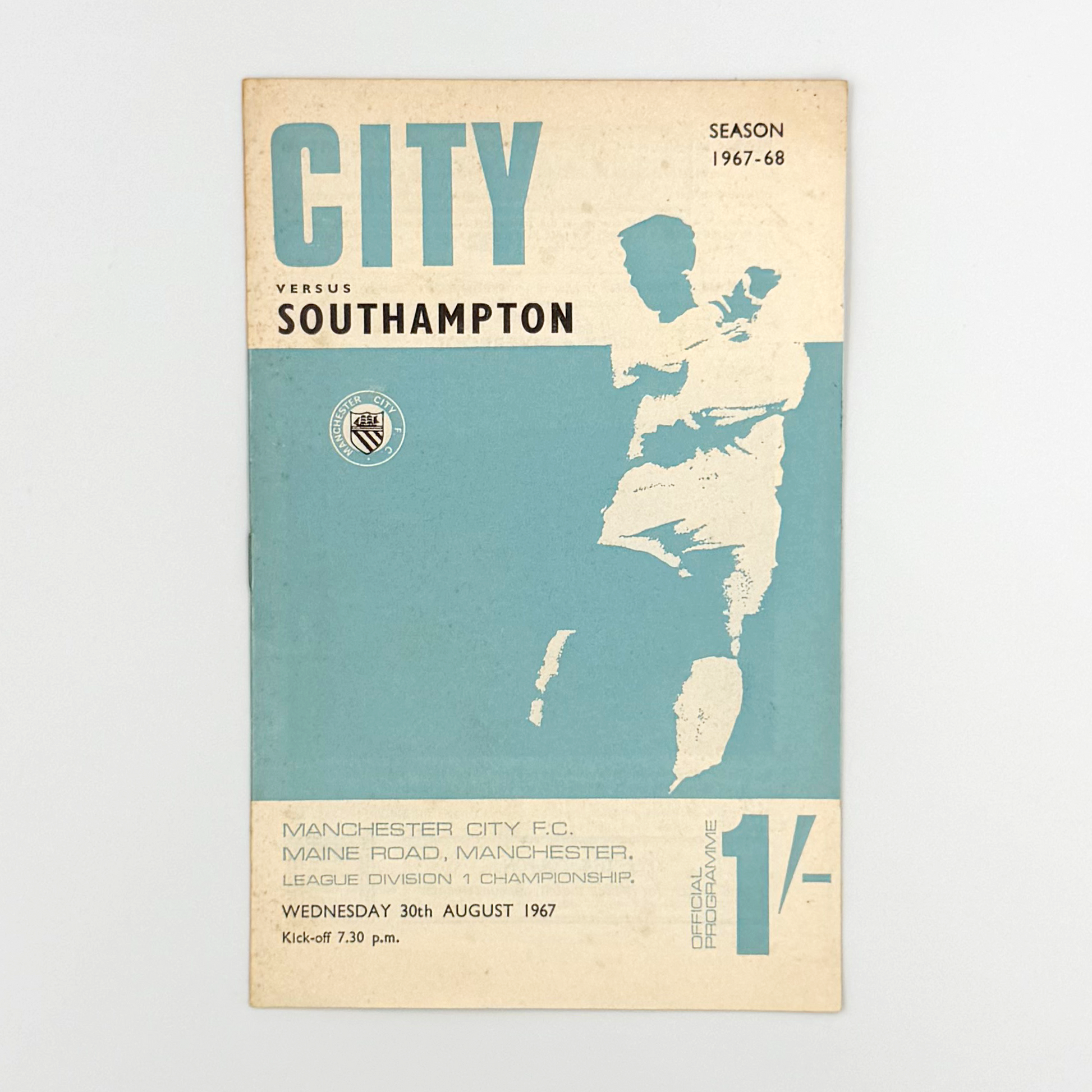 Manchester City vs Southampton Programme (Wednesday, 30 August, 1967)