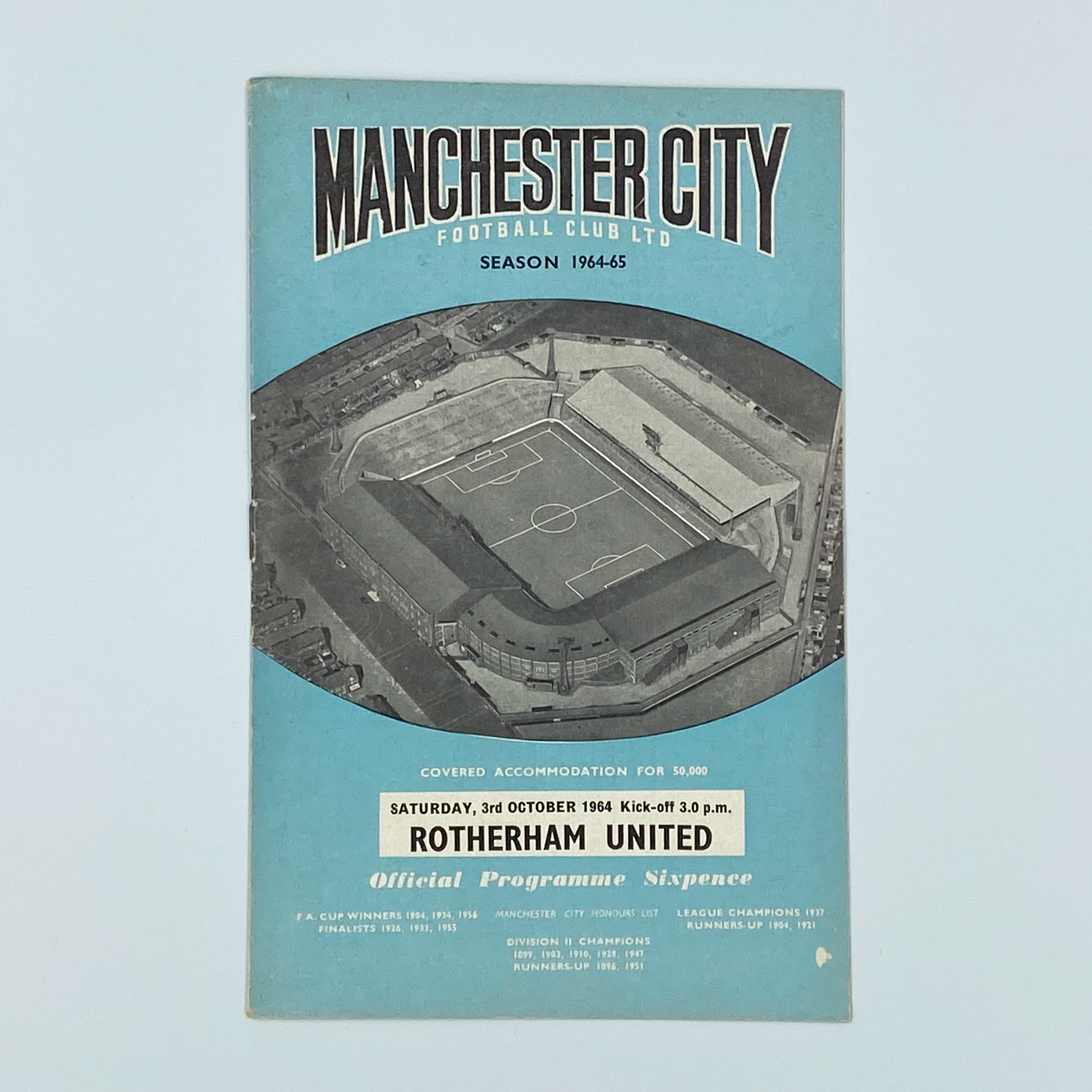 Manchester City vs Rotherham United Programme (3 October, 1964)