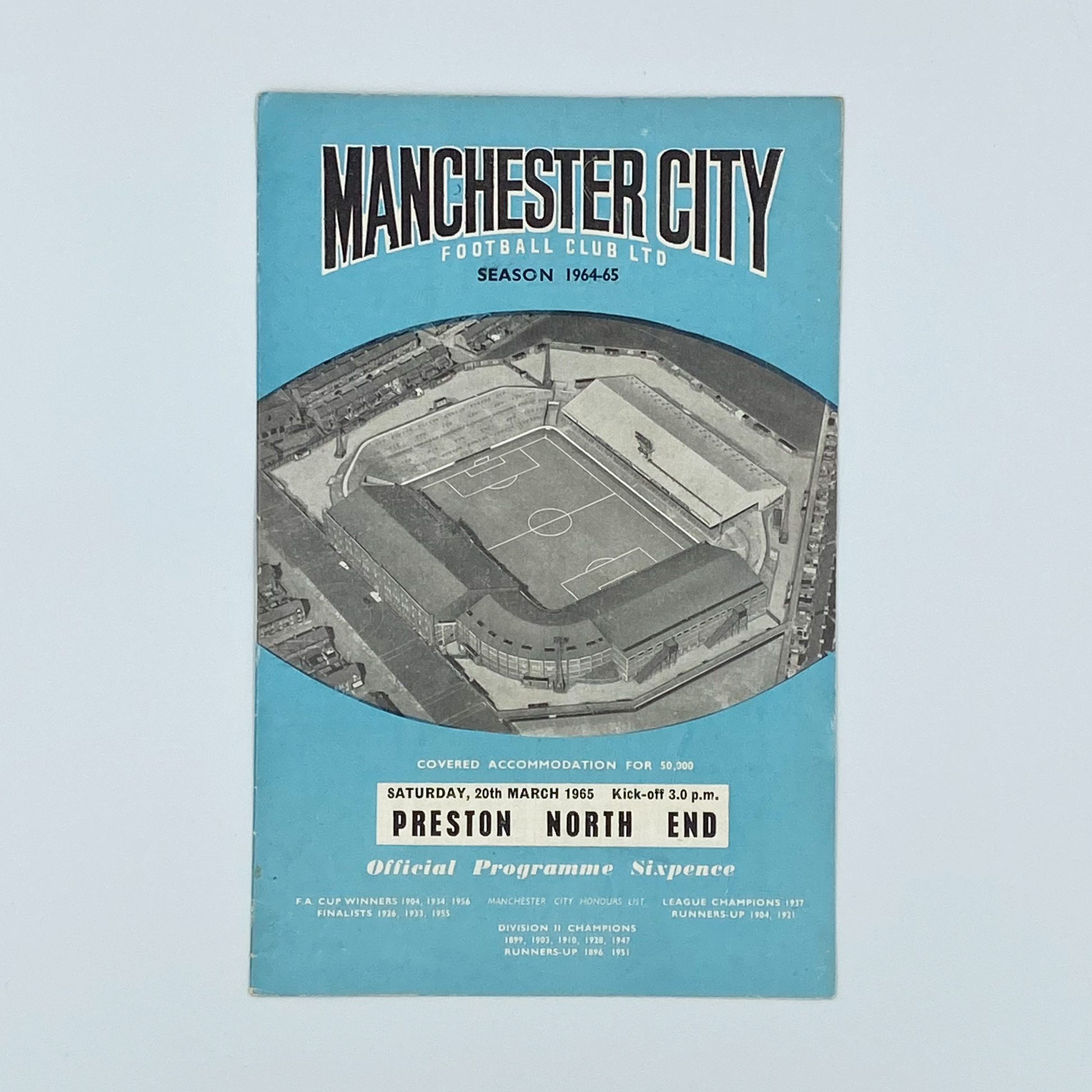 Manchester City vs Preston North End Programme (20 March, 1965)