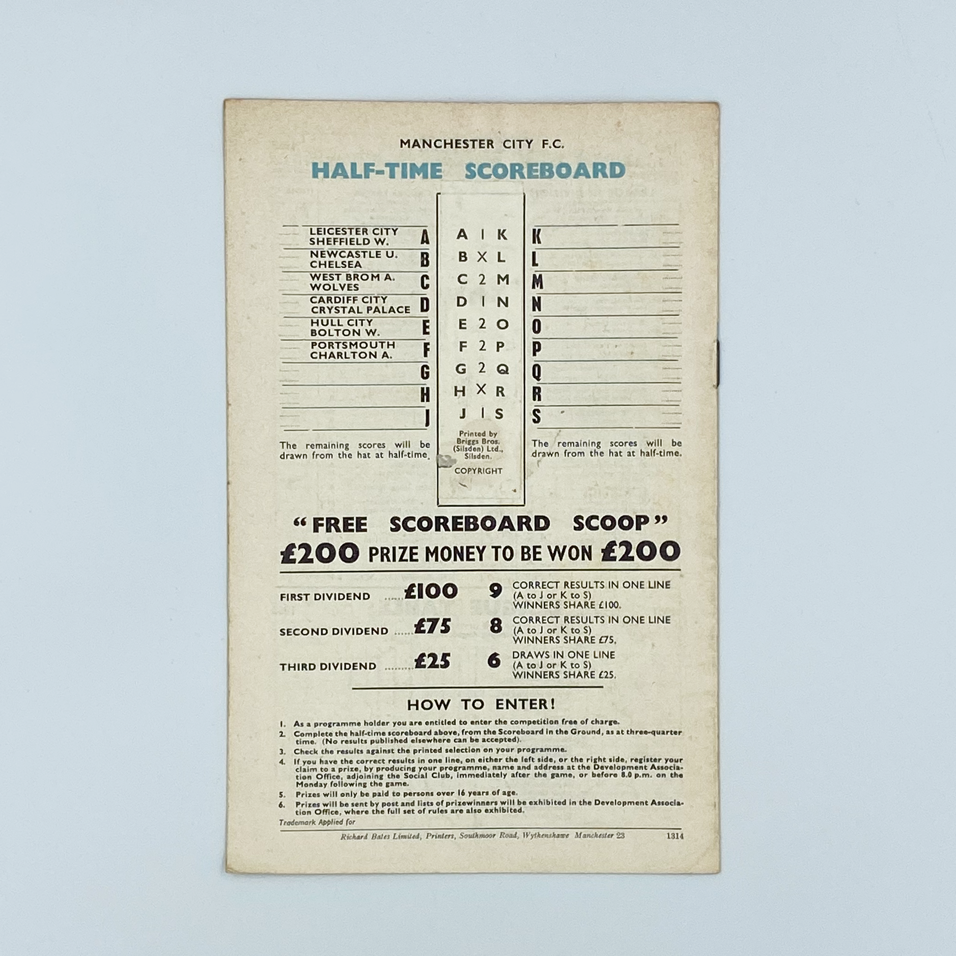 Manchester City vs Southampton Programme (30 August, 1967)