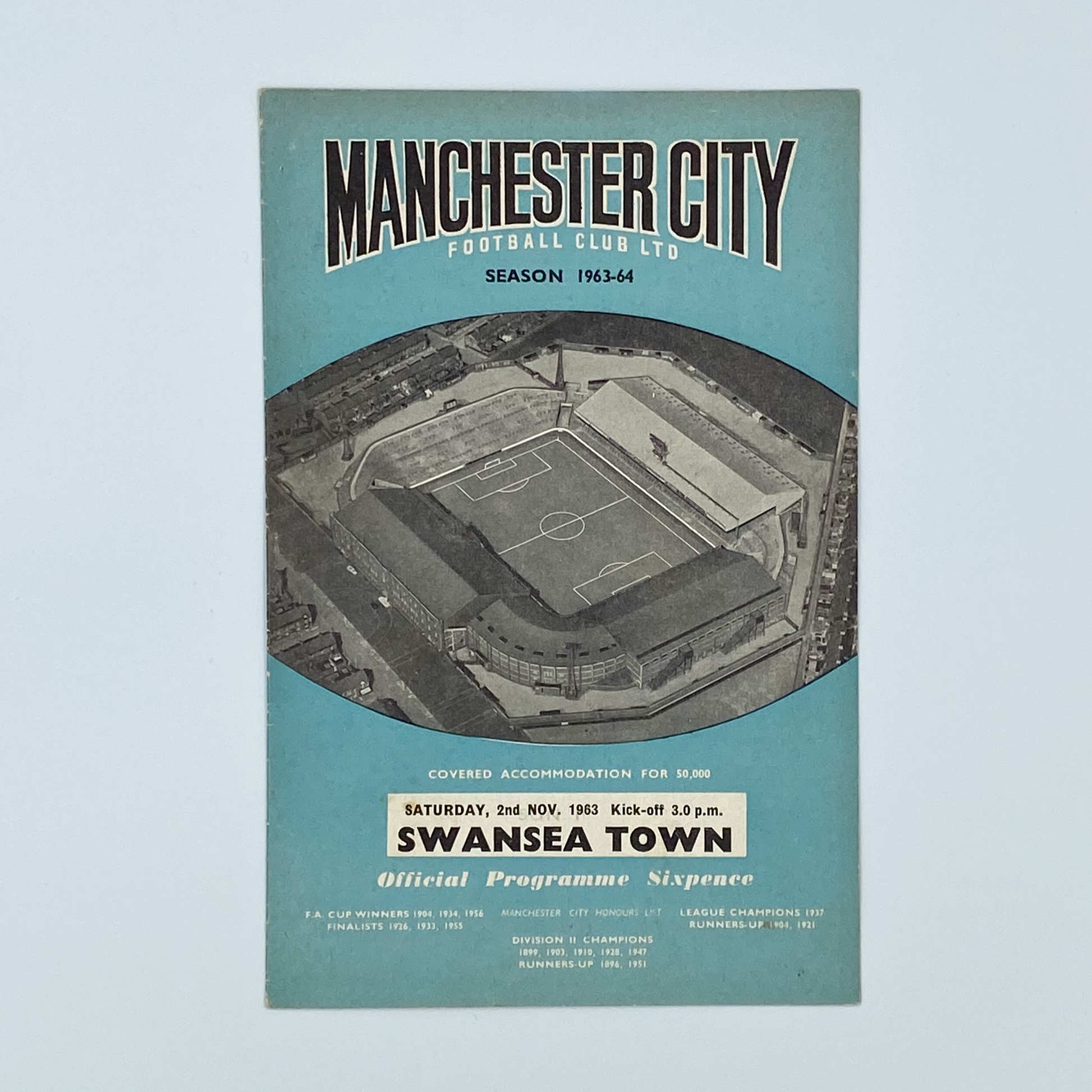 Manchester City vs Swansea Town Programme (2 November, 1963)