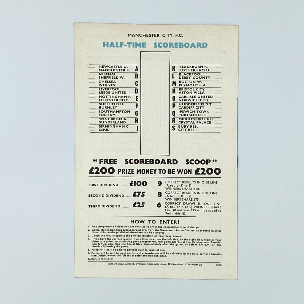 Manchester City vs Tottenham Hotspur Programme (9 December, 1967)