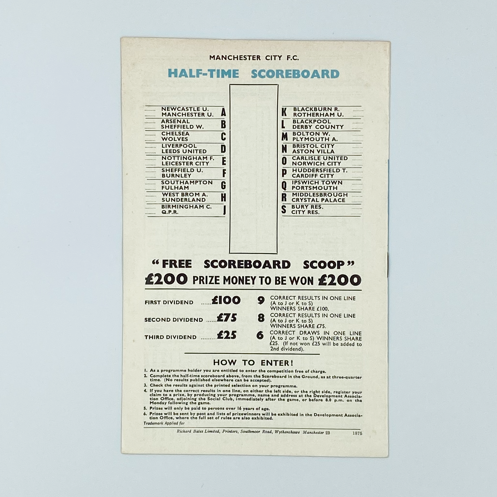 Manchester City vs Tottenham Hotspur Programme (9 December, 1967)
