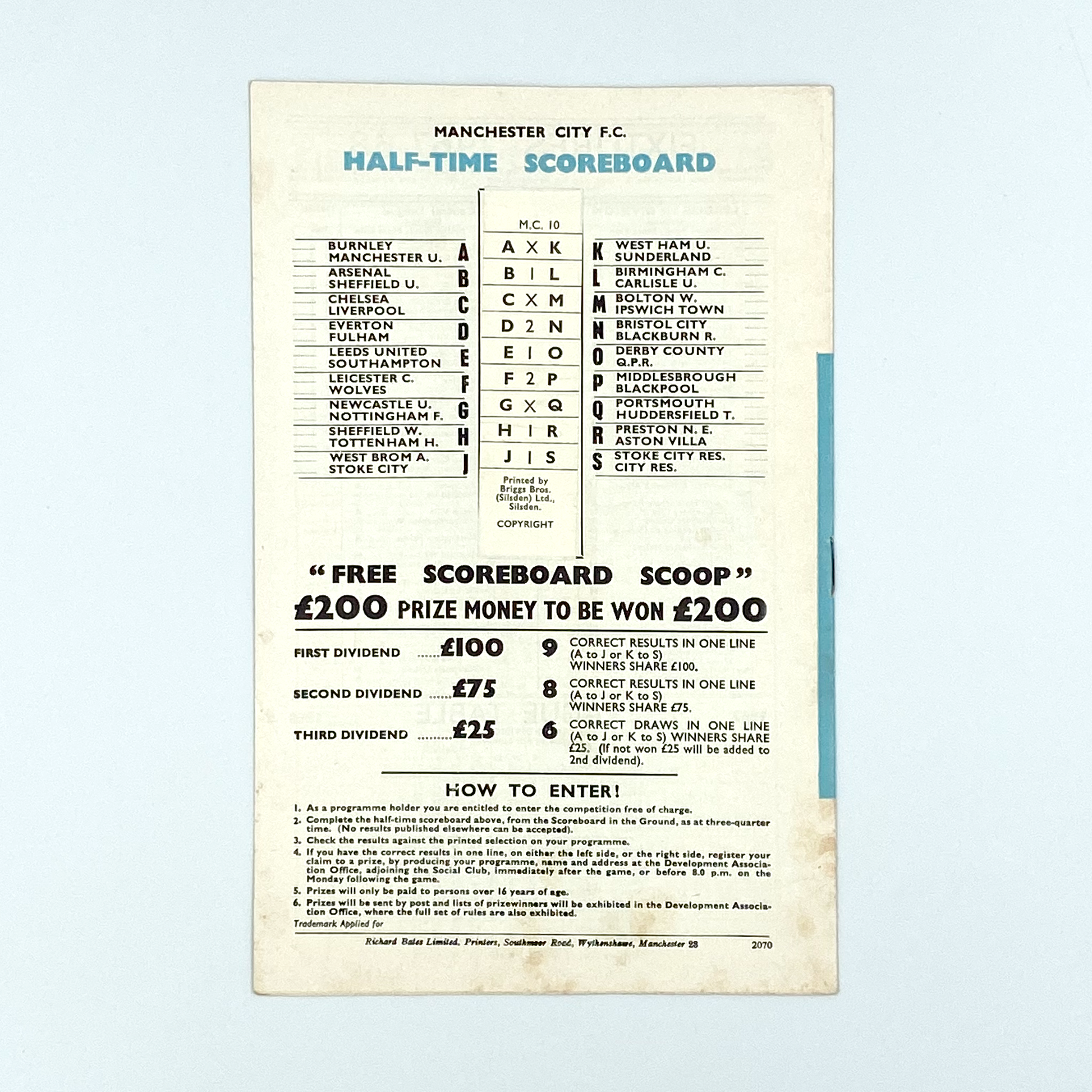 Manchester City vs Coventry City Programme (13 January, 1968)