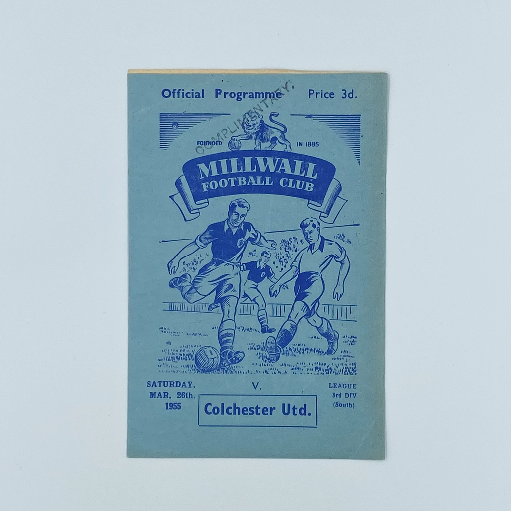 Millwall vs Colchester United Programme (26 March, 1955)