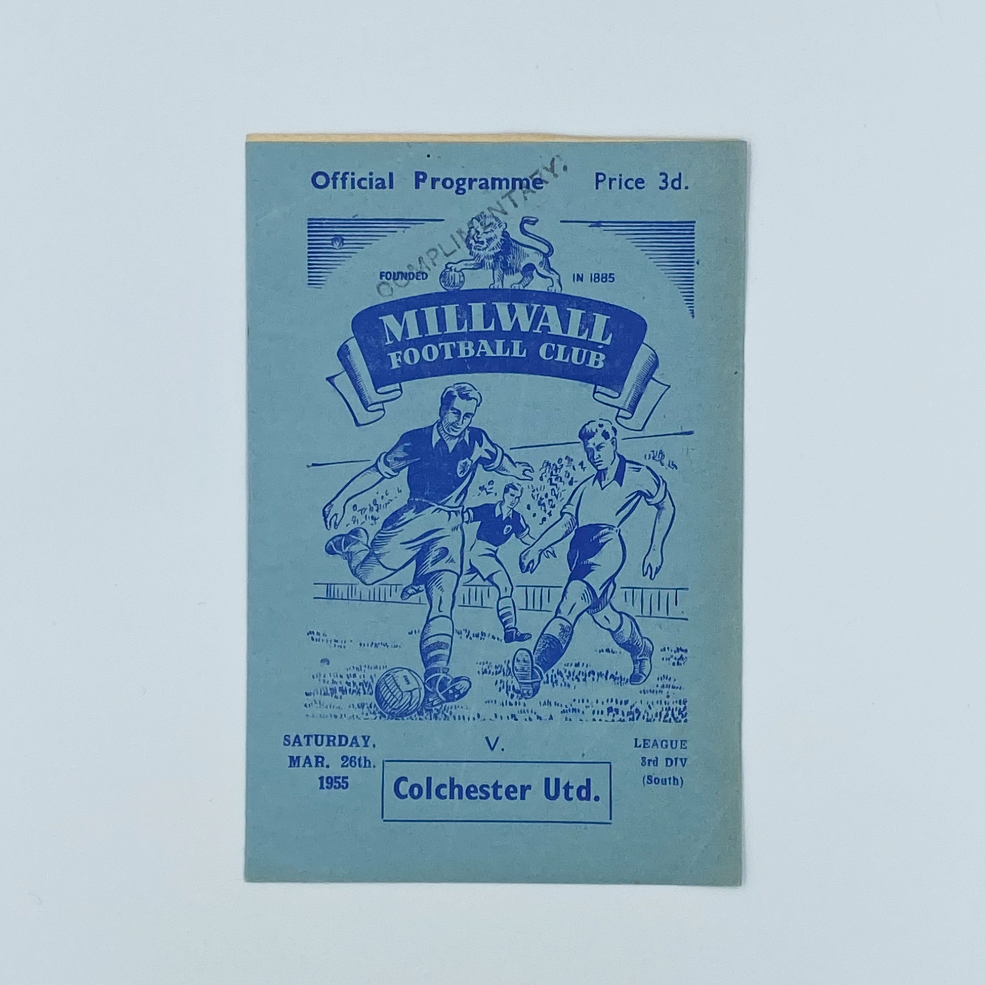 Millwall vs Colchester United Programme (26 March, 1955)