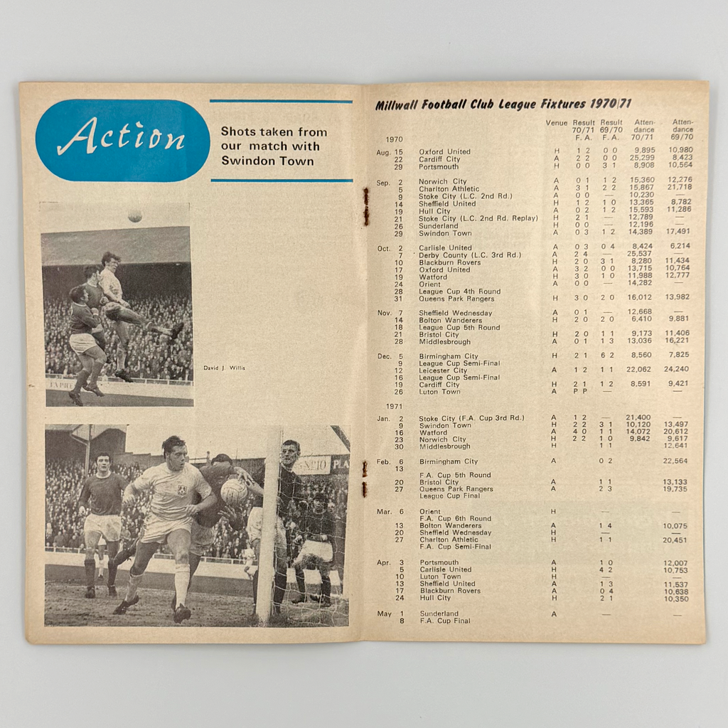 Millwall vs Middlesbrough Programme (30 January, 1971)