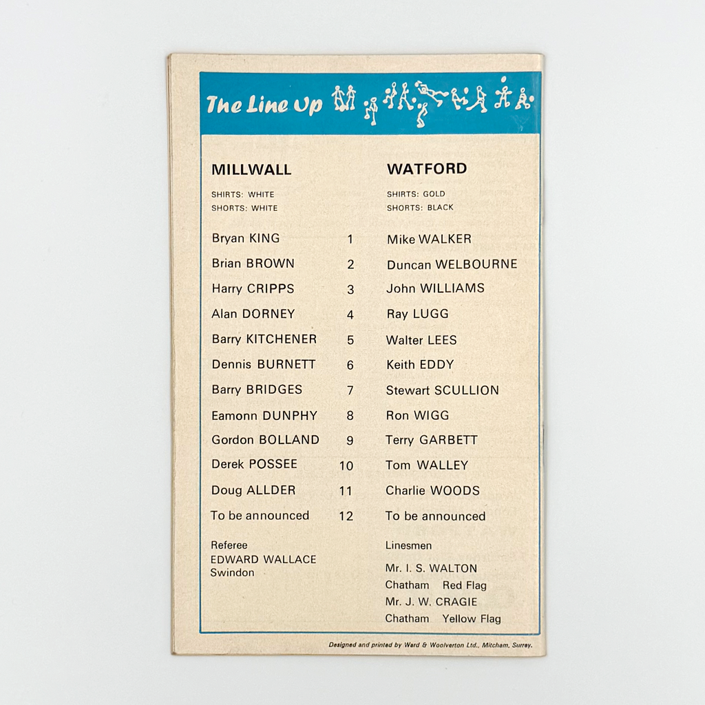 Millwall vs Watford Programme (19 October, 1970)