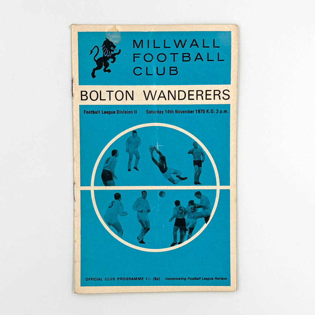 Millwall vs Bolton Wanderers Programme (14 November, 1970)