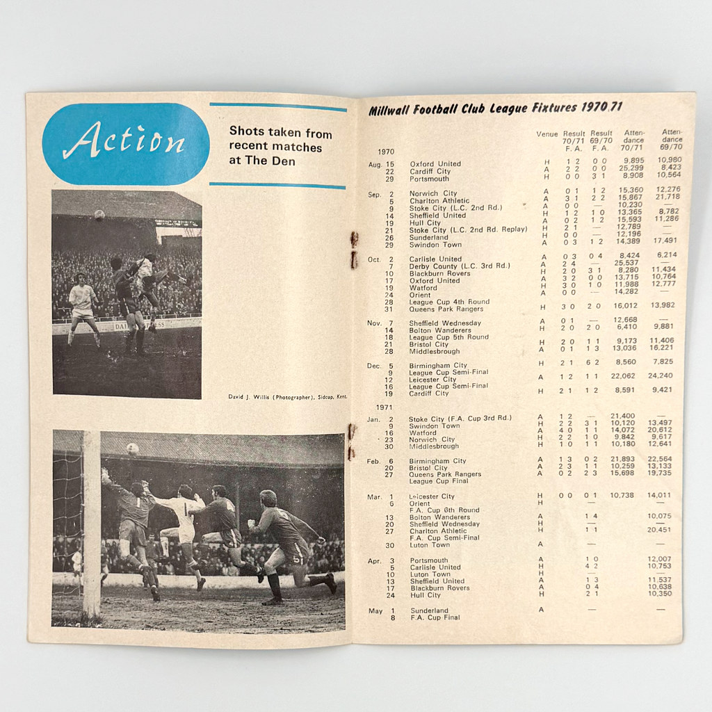 Millwall vs Leyton Orient Programme (6 March, 1971)