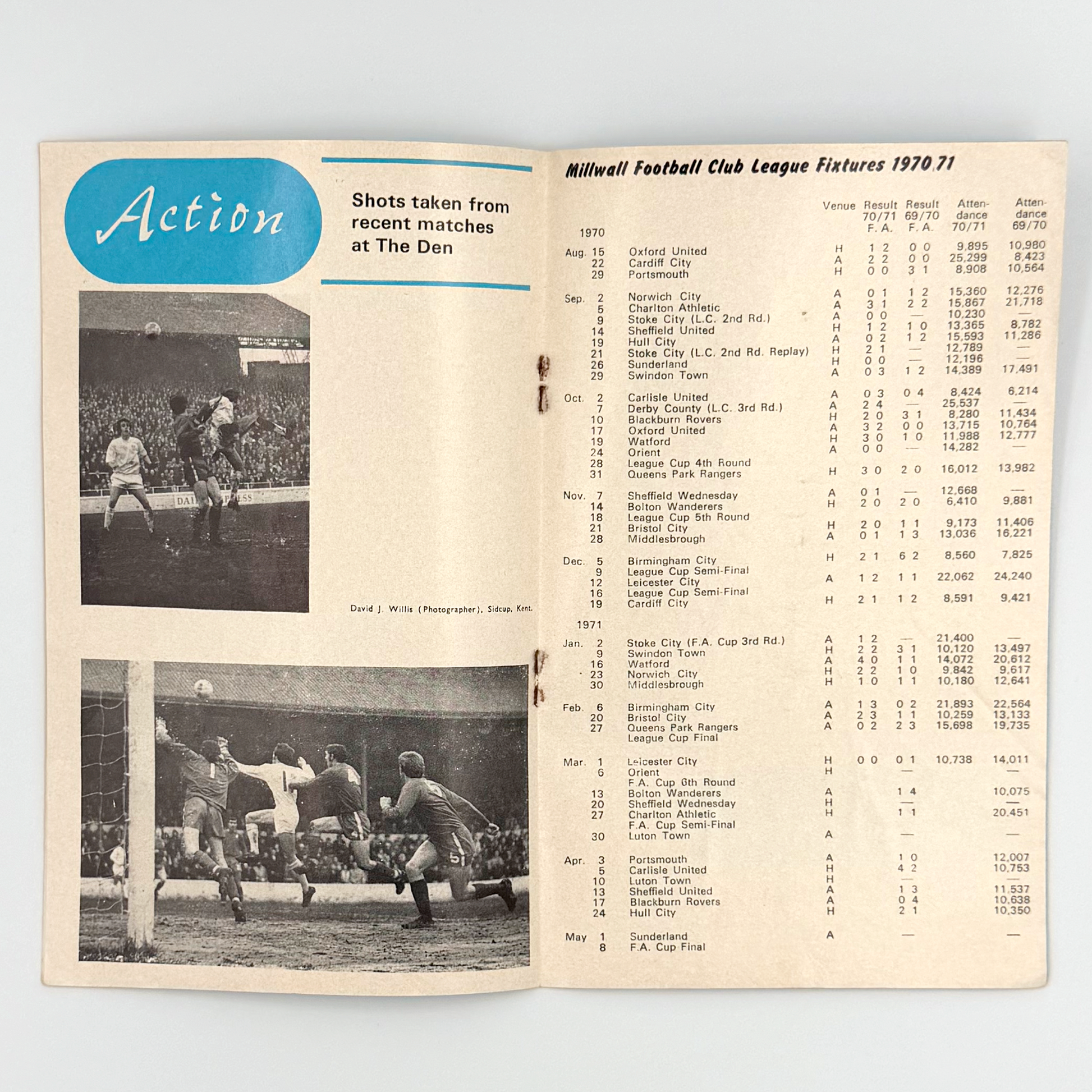 Millwall vs Leyton Orient Programme (6 March, 1971)