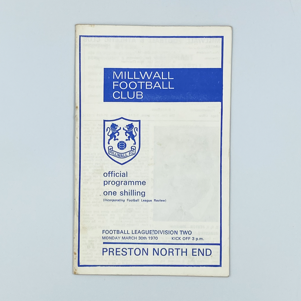 Millwall vs Preston North End Programme (30 March, 1970)