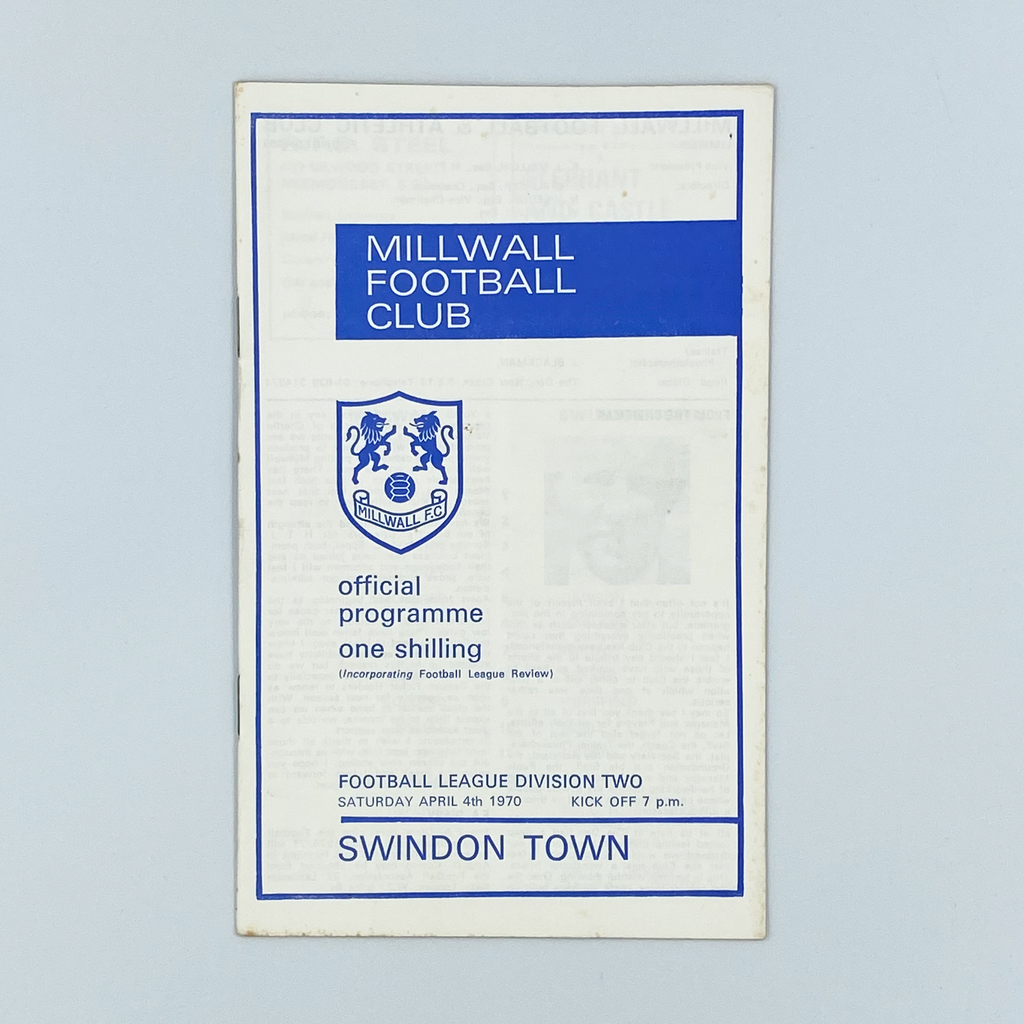 Millwall vs Swindon Town Programme (4 April, 1970)