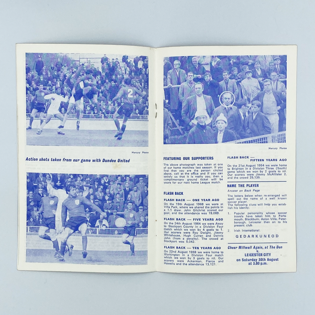 Millwall vs Middlesbrough Programme (18 August, 1969)