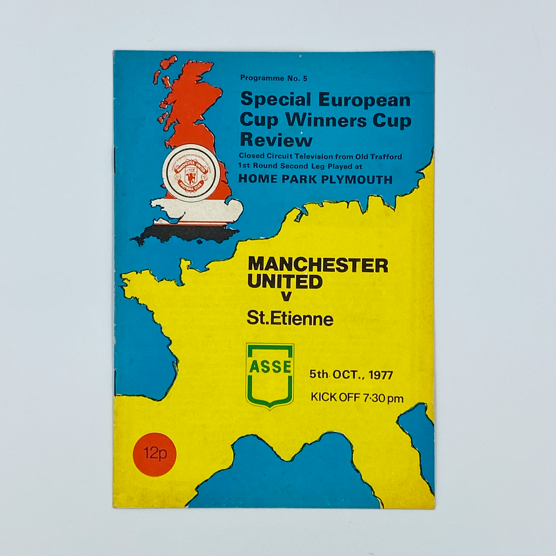 Manchester United vs AS Saint-Étienne Programme (5 October, 1977)
