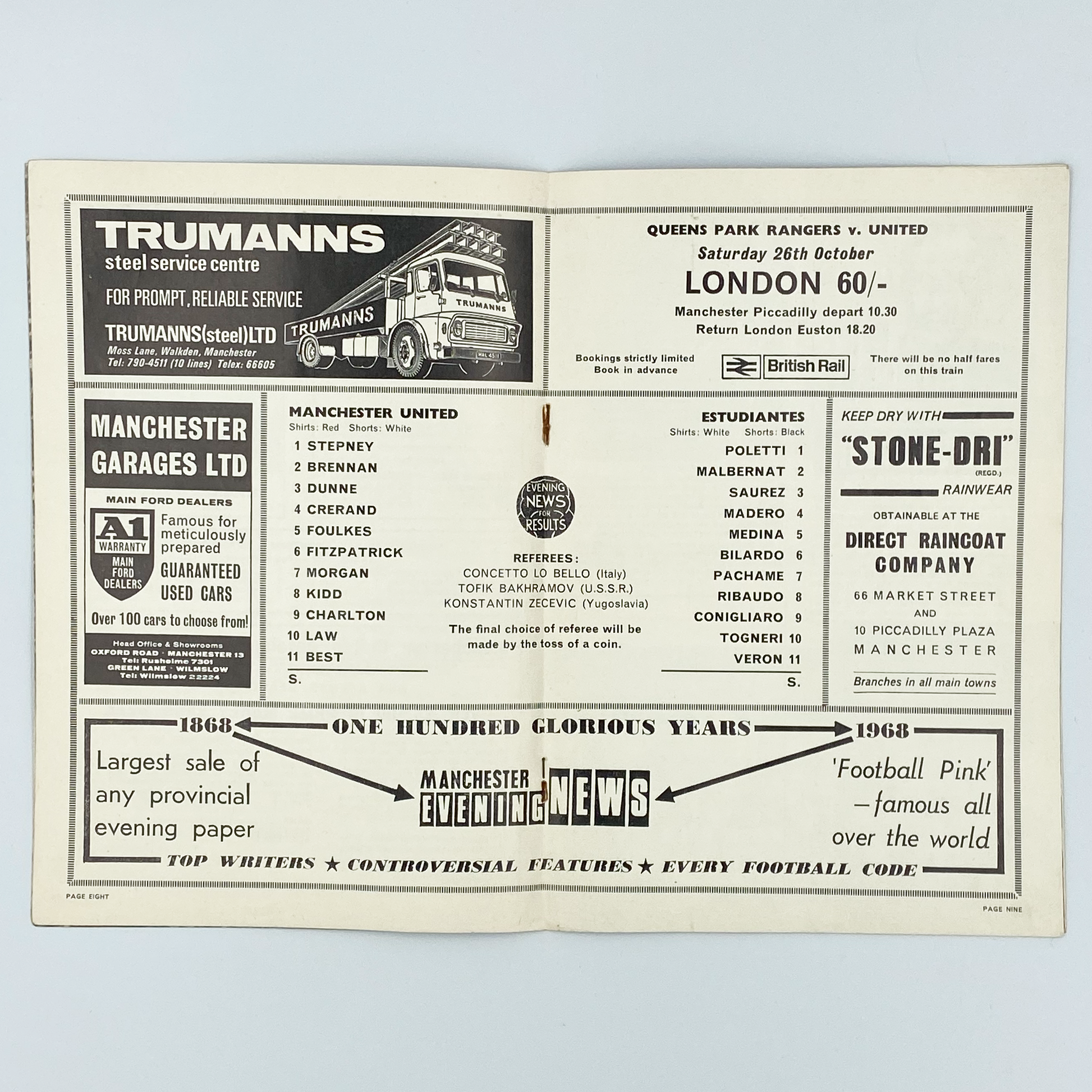 1968 Intercontinental Cup Final 2nd Leg Programme (16 October, 1968)