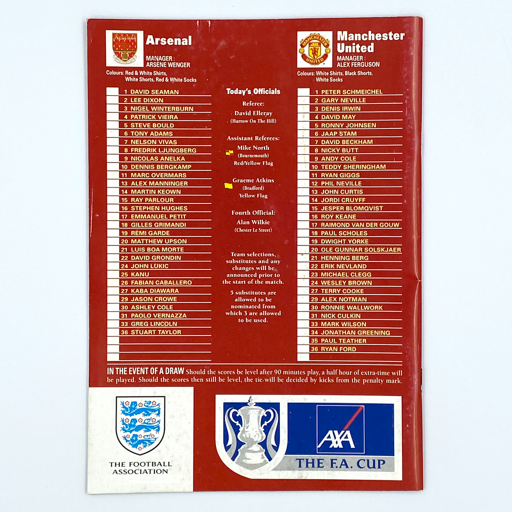 Arsenal vs Manchester United, FA Cup Semi-Final Programme (14 April, 1999)