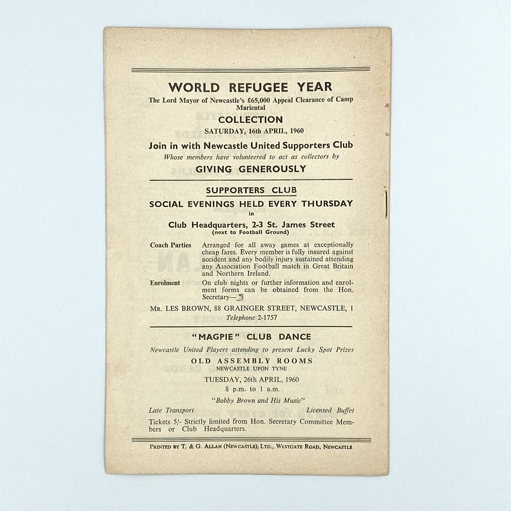 Newcastle United vs Wolverhampton Wanderers Programme (16 April, 1960)