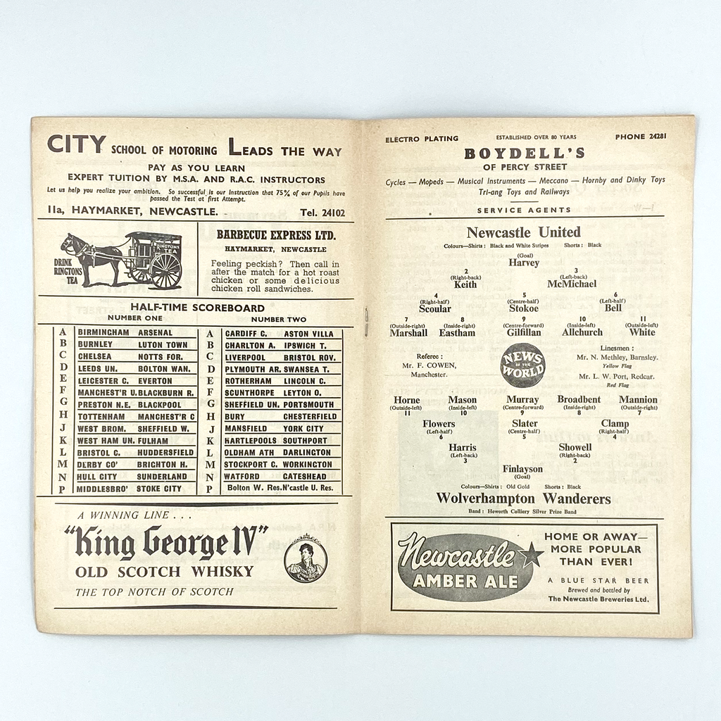 Newcastle United vs Wolverhampton Wanderers Programme (16 April, 1960)