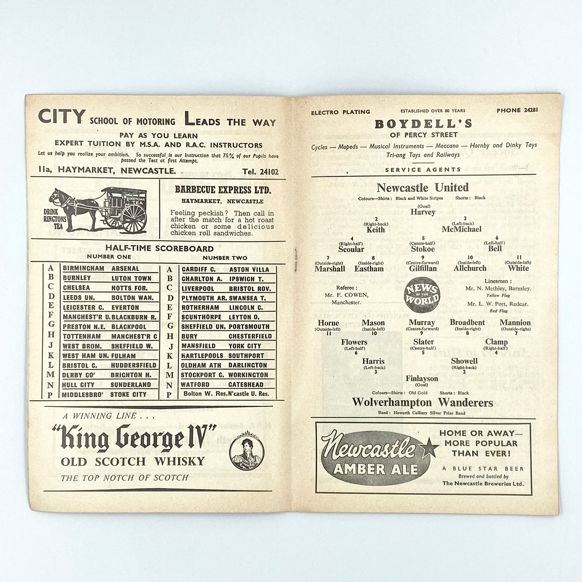 Newcastle United vs Wolverhampton Wanderers Programme (16 April, 1960)