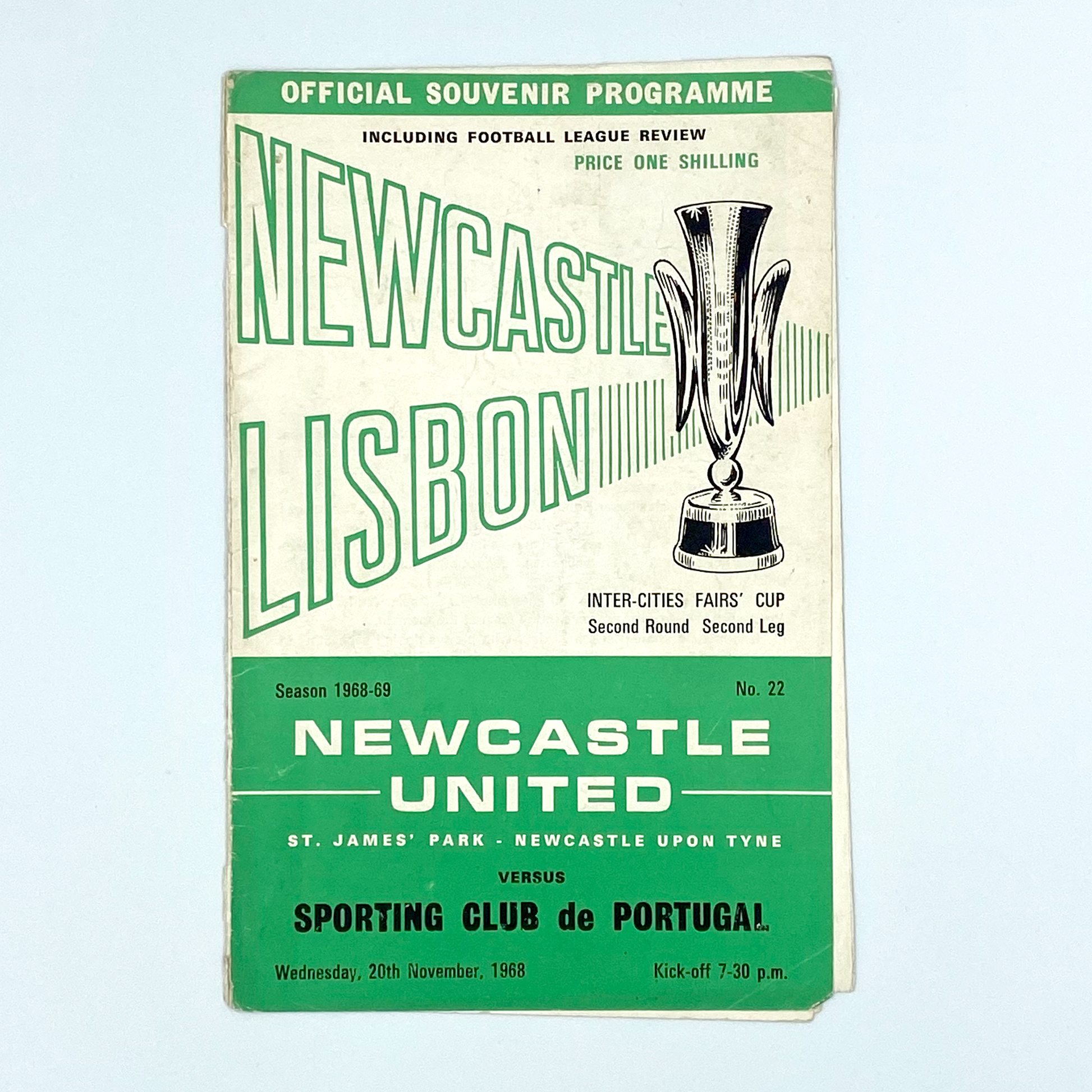 Newcastle United vs Sporting CP Programme (20 November, 1968)