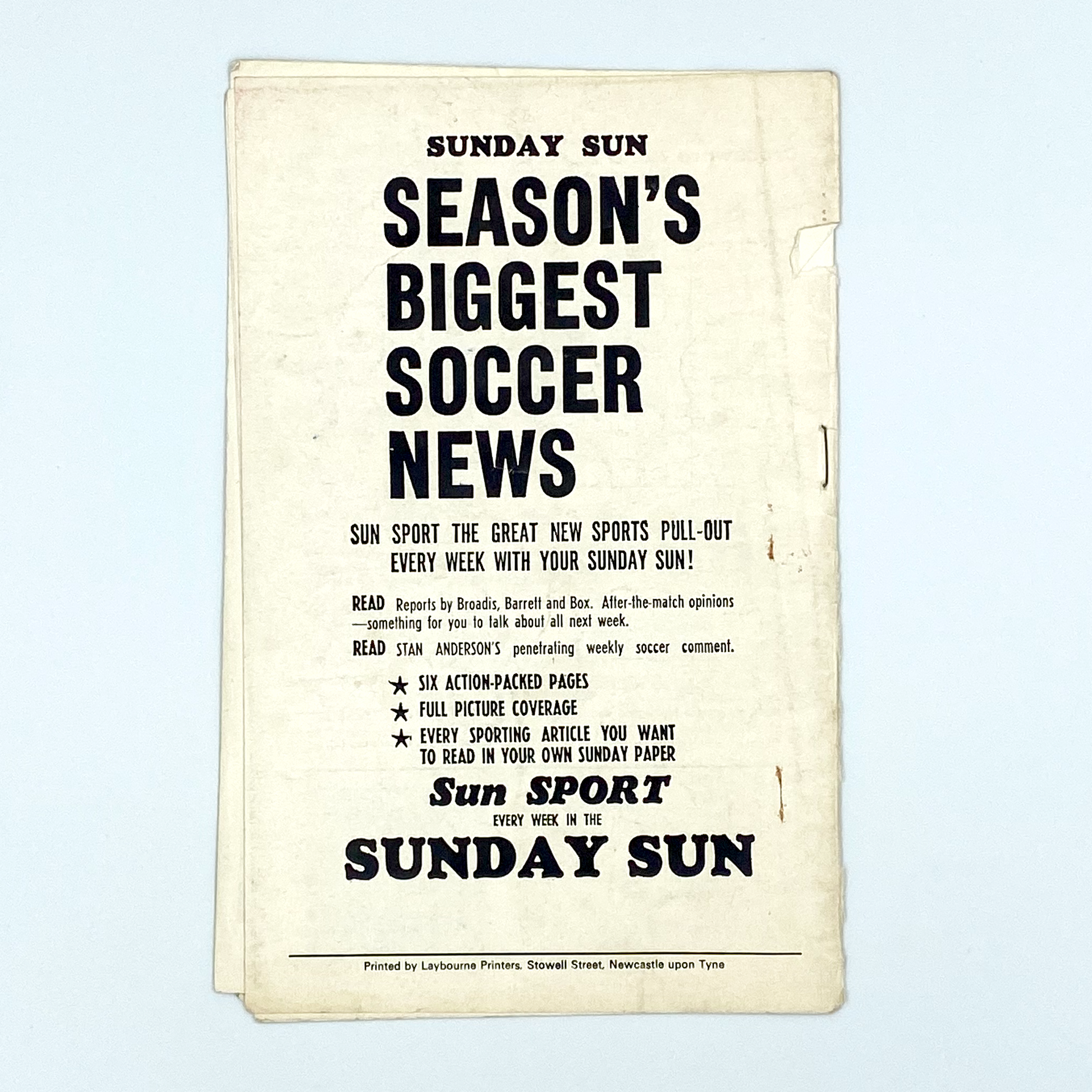 Newcastle United vs Sporting CP Programme (20 November, 1968)