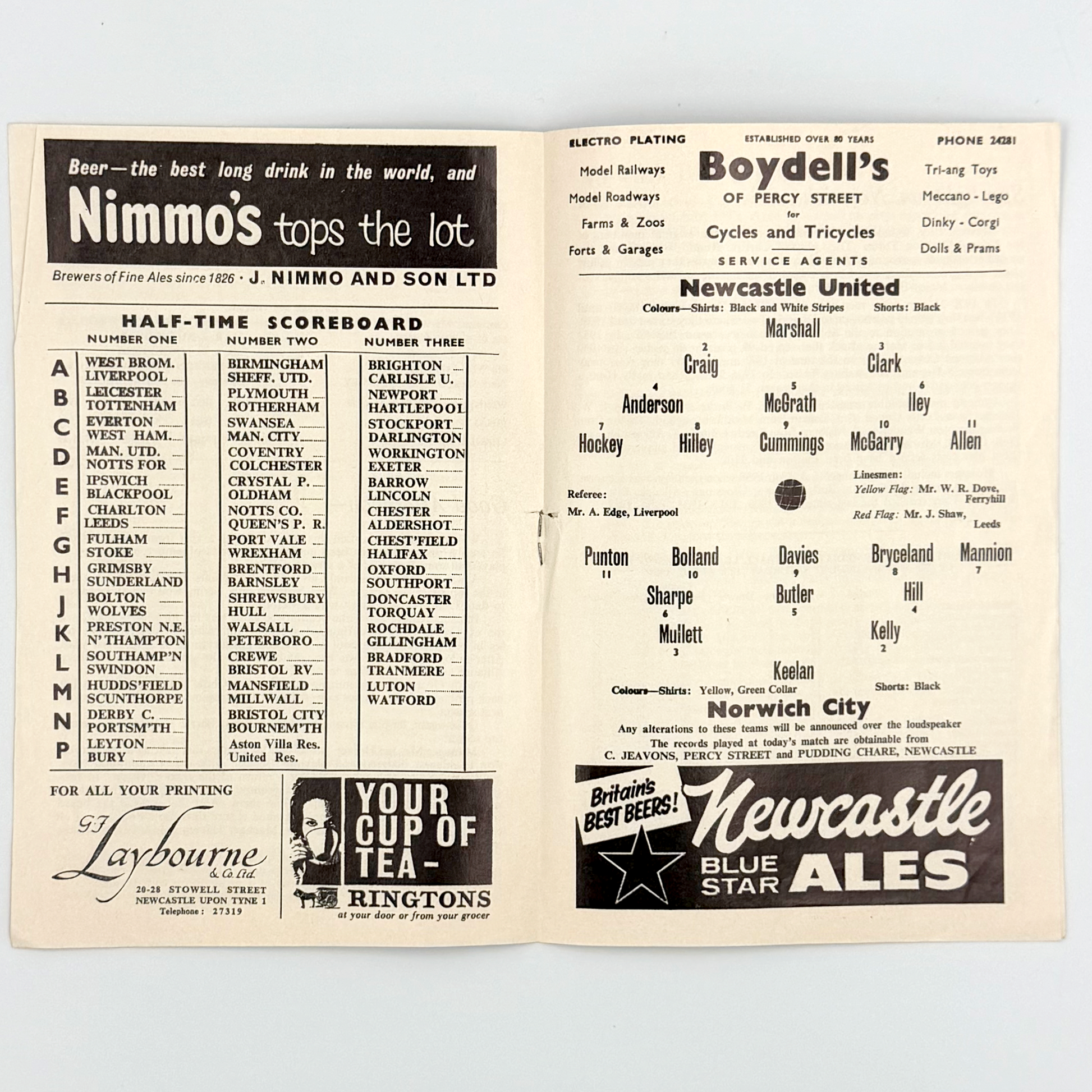 Newcastle United vs Norwich City Programme (25 April, 1964)