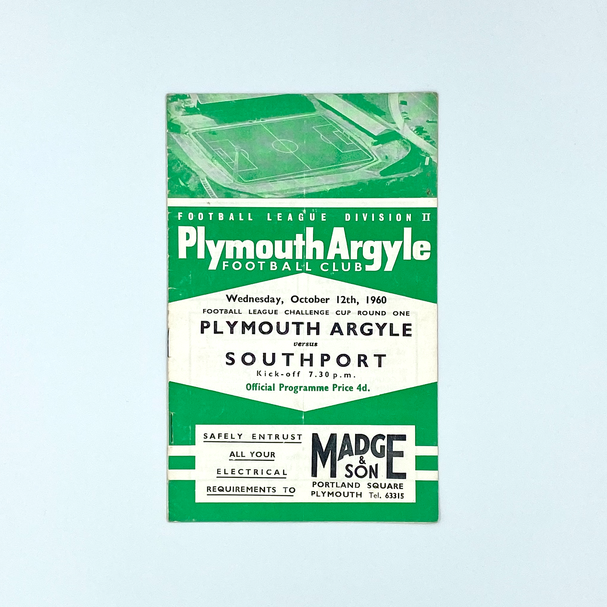 Plymouth Argyle vs Southport Programme (12 October, 1960)