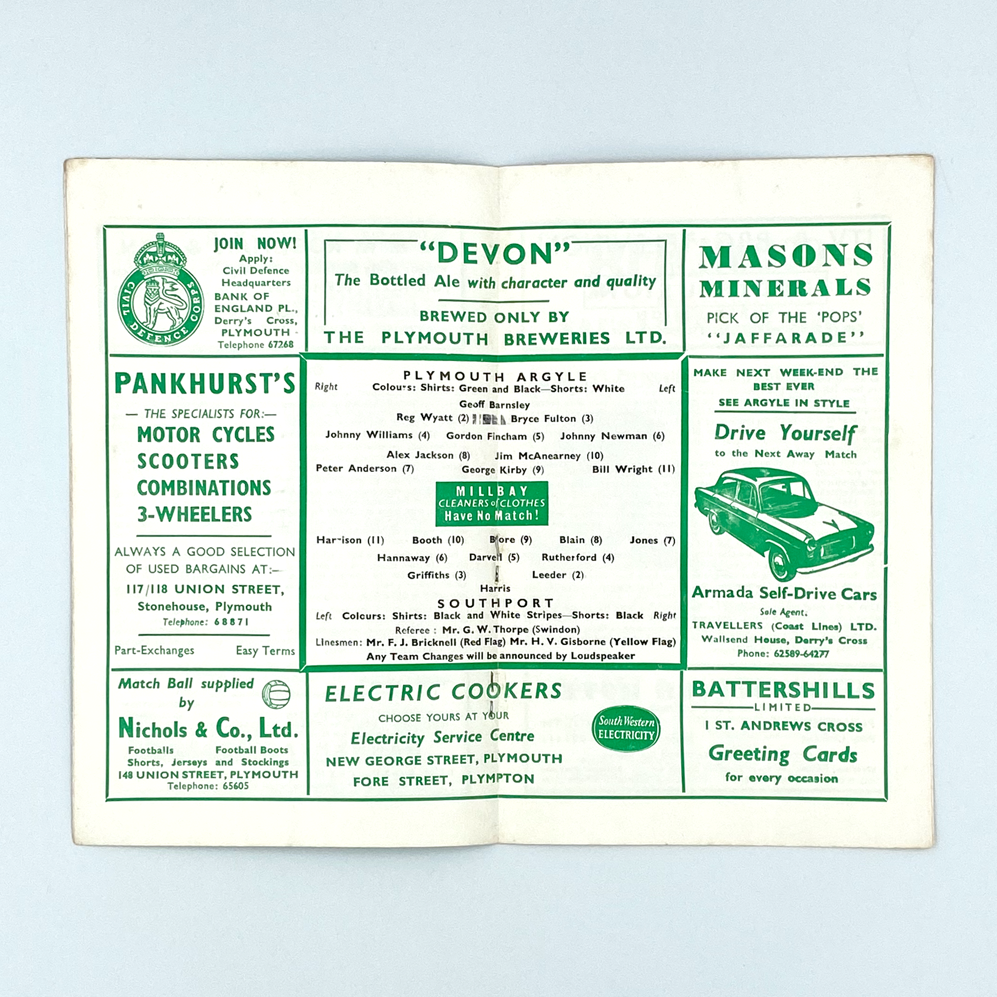 Plymouth Argyle vs Southport Programme (12 October, 1960)