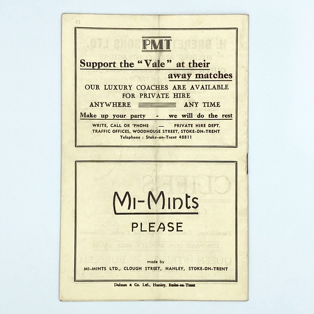 Port Vale vs AFC Bournemouth Programme (19 April, 1958)