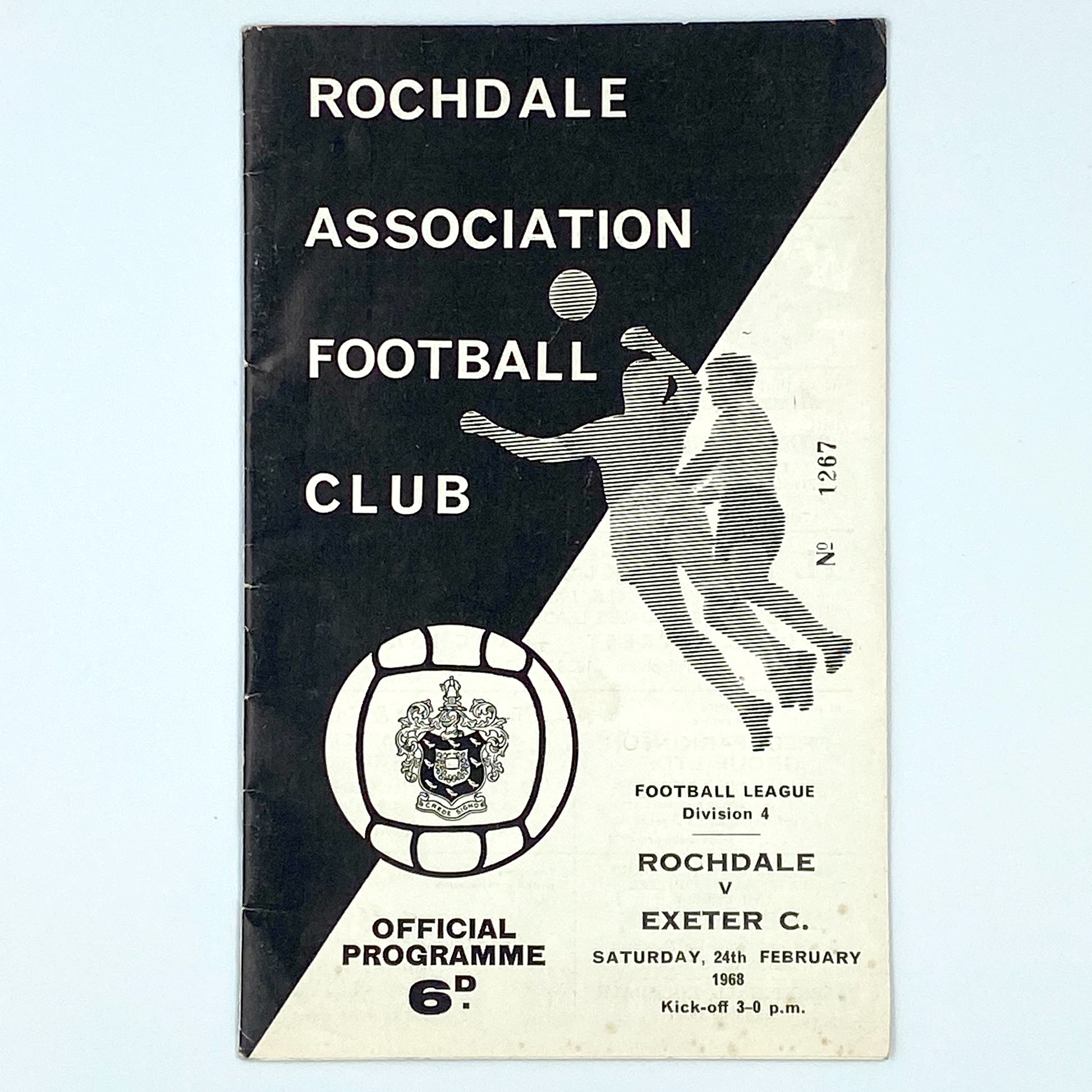 Rochdale A.F.C. vs Exeter City Programme (24 February, 1968)