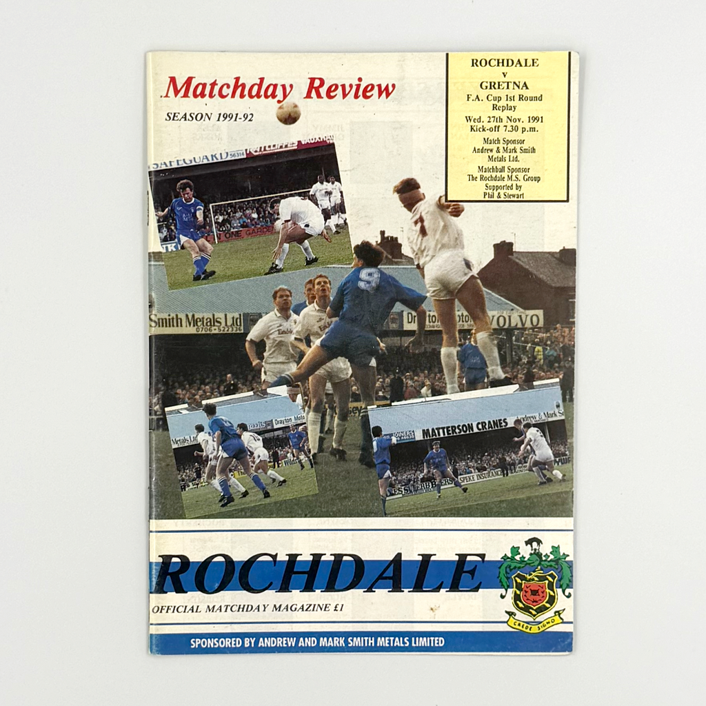 Rochdale vs Gretna Programme (27 November, 1991)