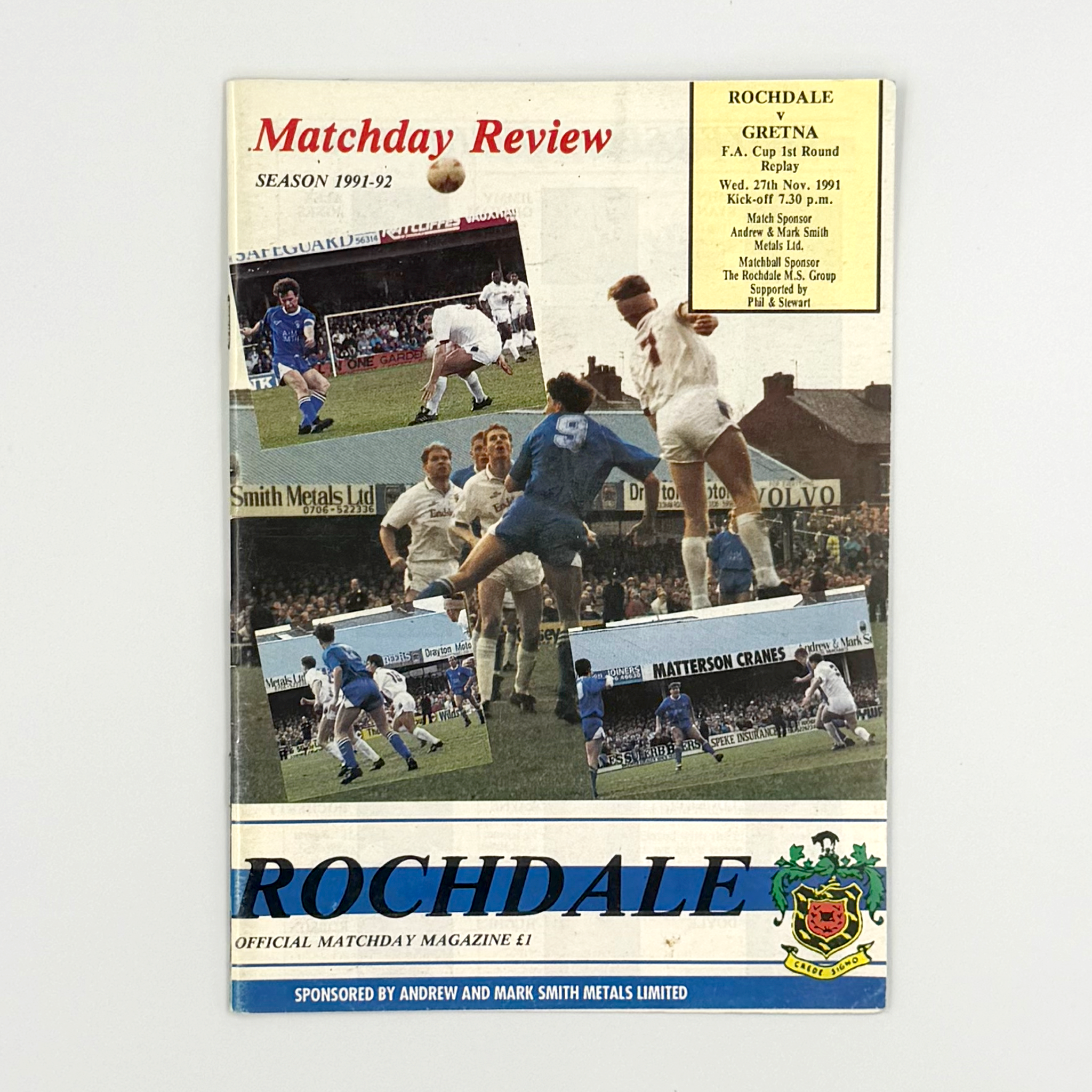 Rochdale vs Gretna Programme (27 November, 1991)
