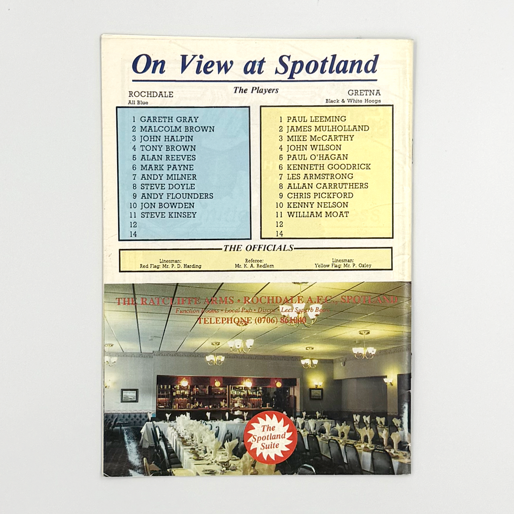 Rochdale vs Gretna Programme (27 November, 1991)