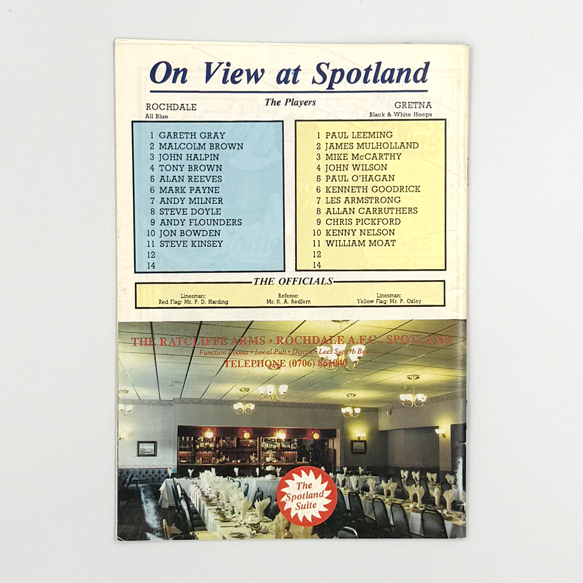 Rochdale vs Gretna Programme (27 November, 1991)