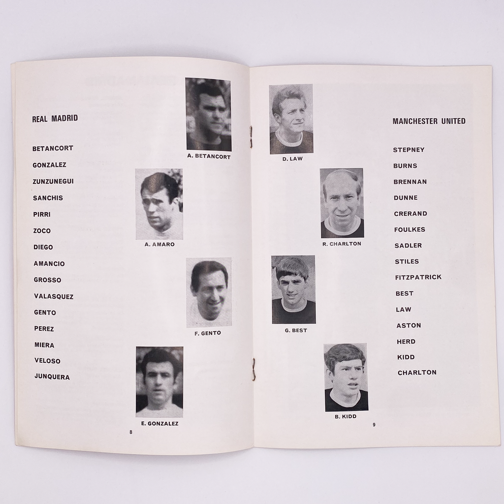 Real Madrid vs Manchester United Programme (15 May, 1968)