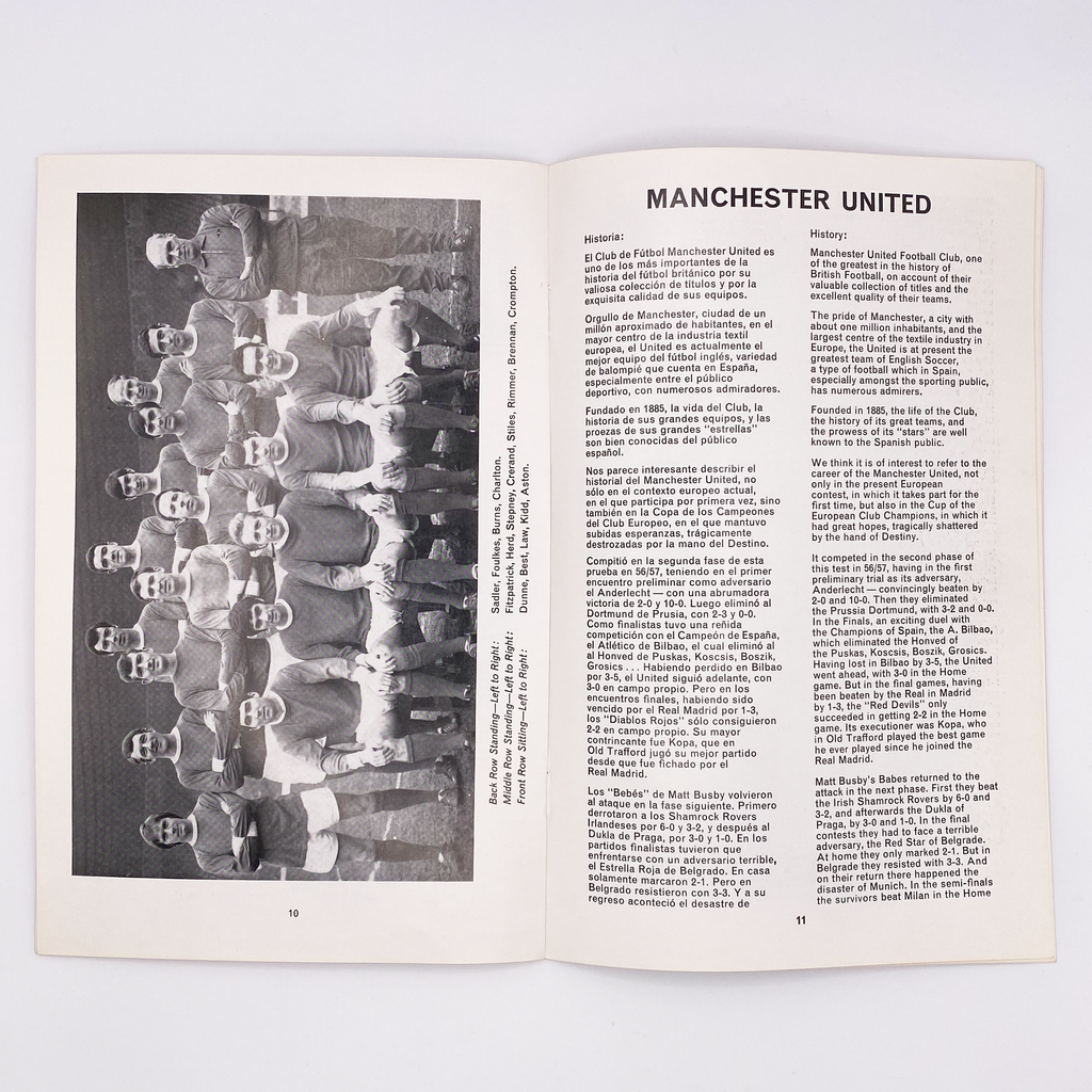 Real Madrid vs Manchester United Programme (15 May, 1968)
