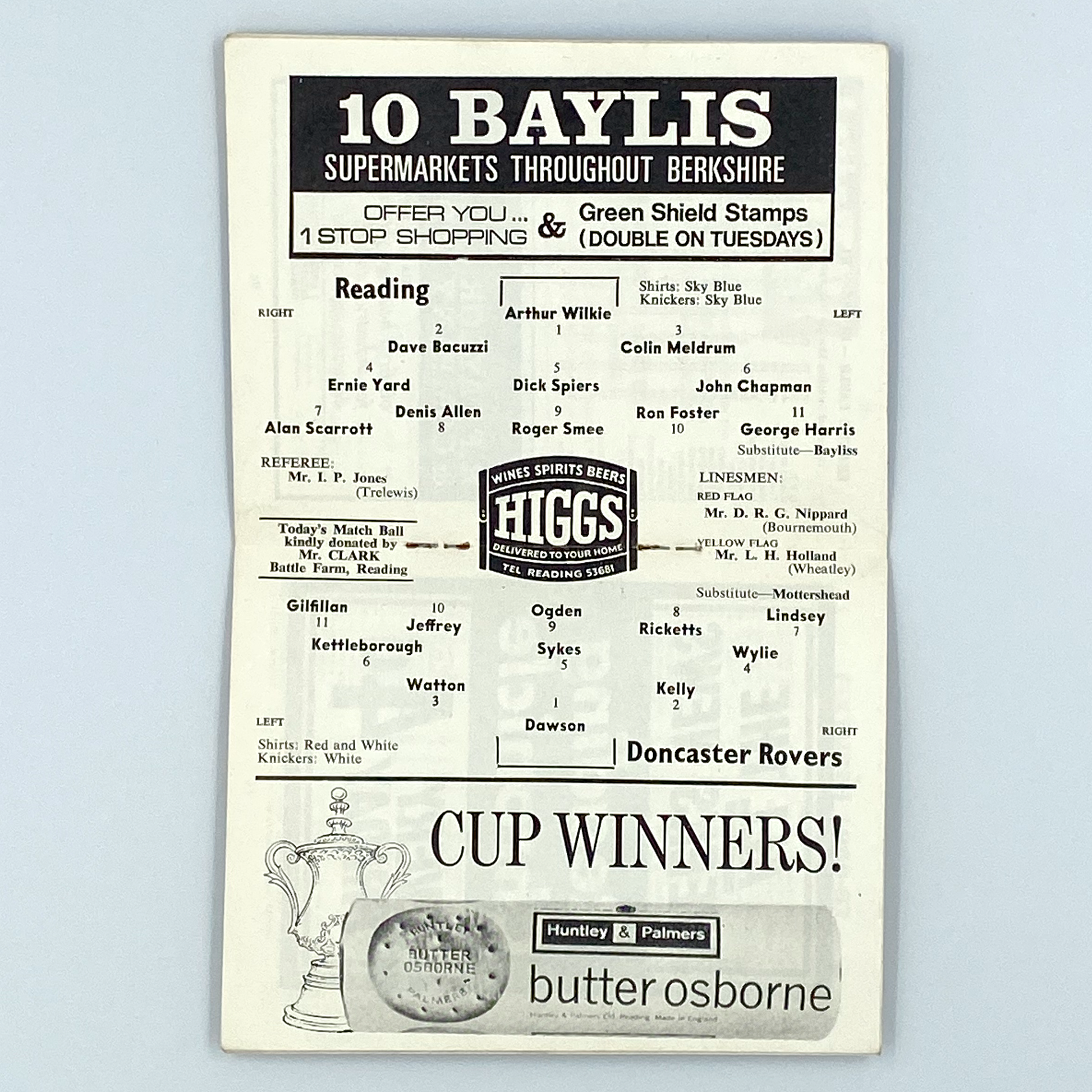 Reading vs Doncaster Rovers Programme (12 April, 1967)