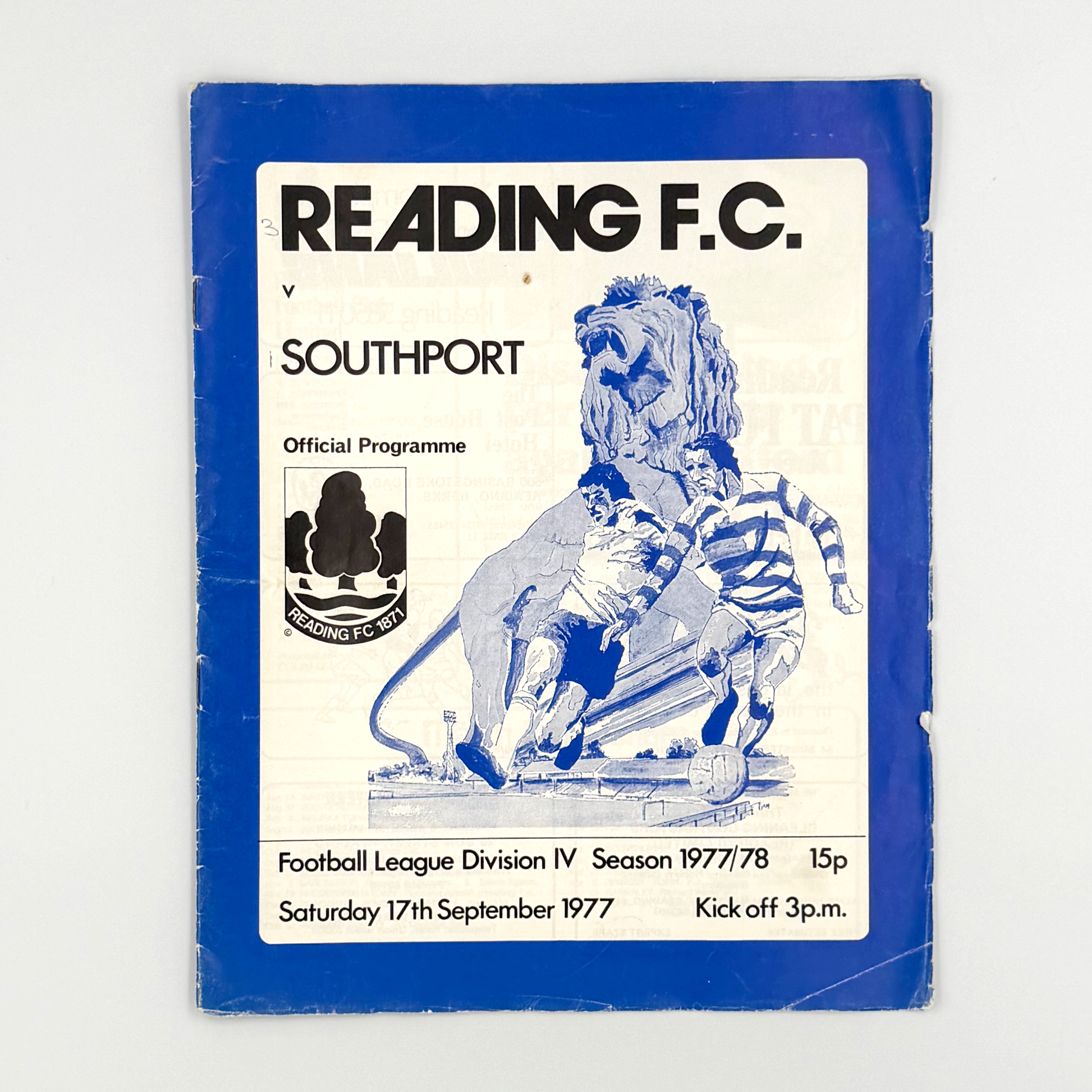 Reading vs Southport Programme (17 September, 1977)