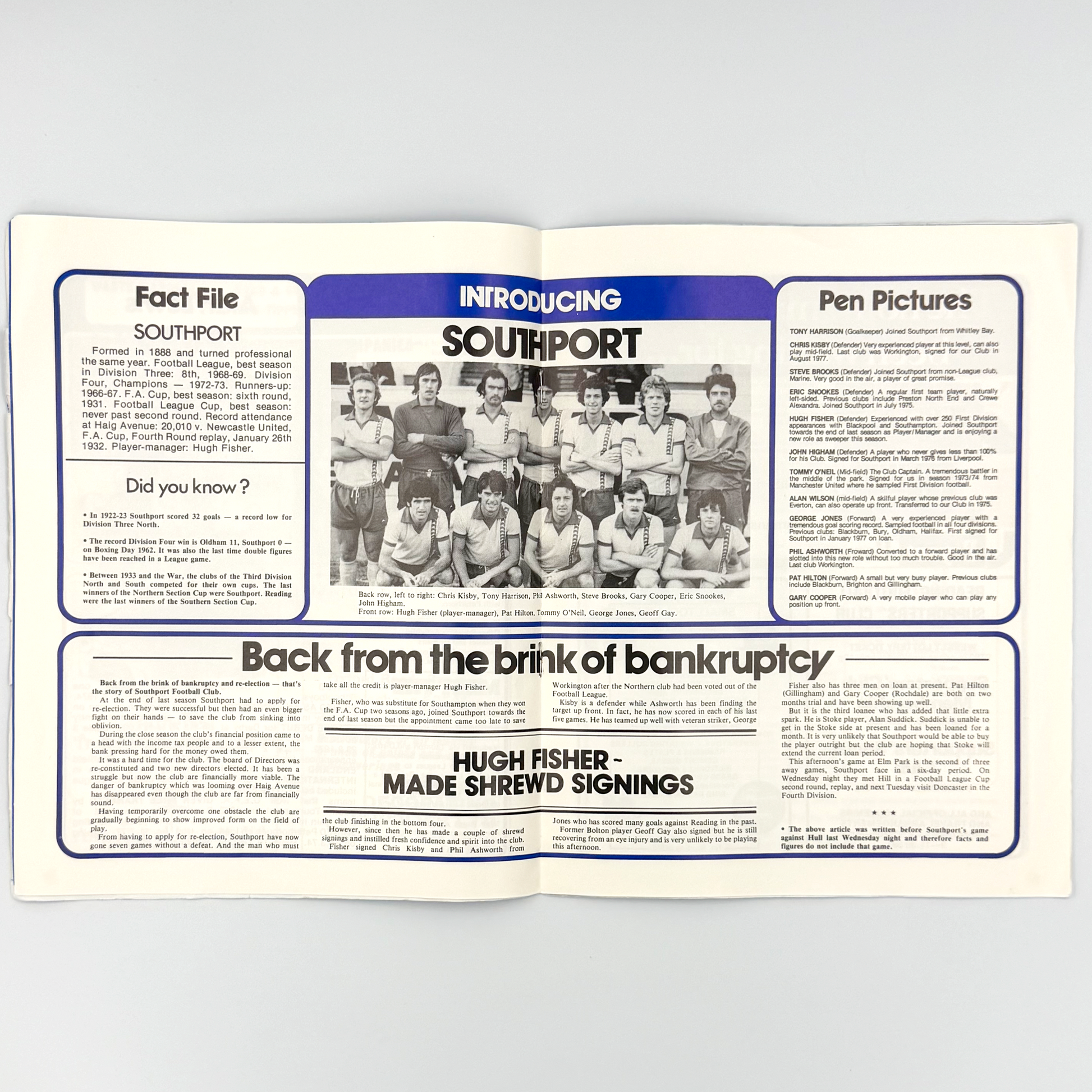 Reading vs Southport Programme (17 September, 1977)