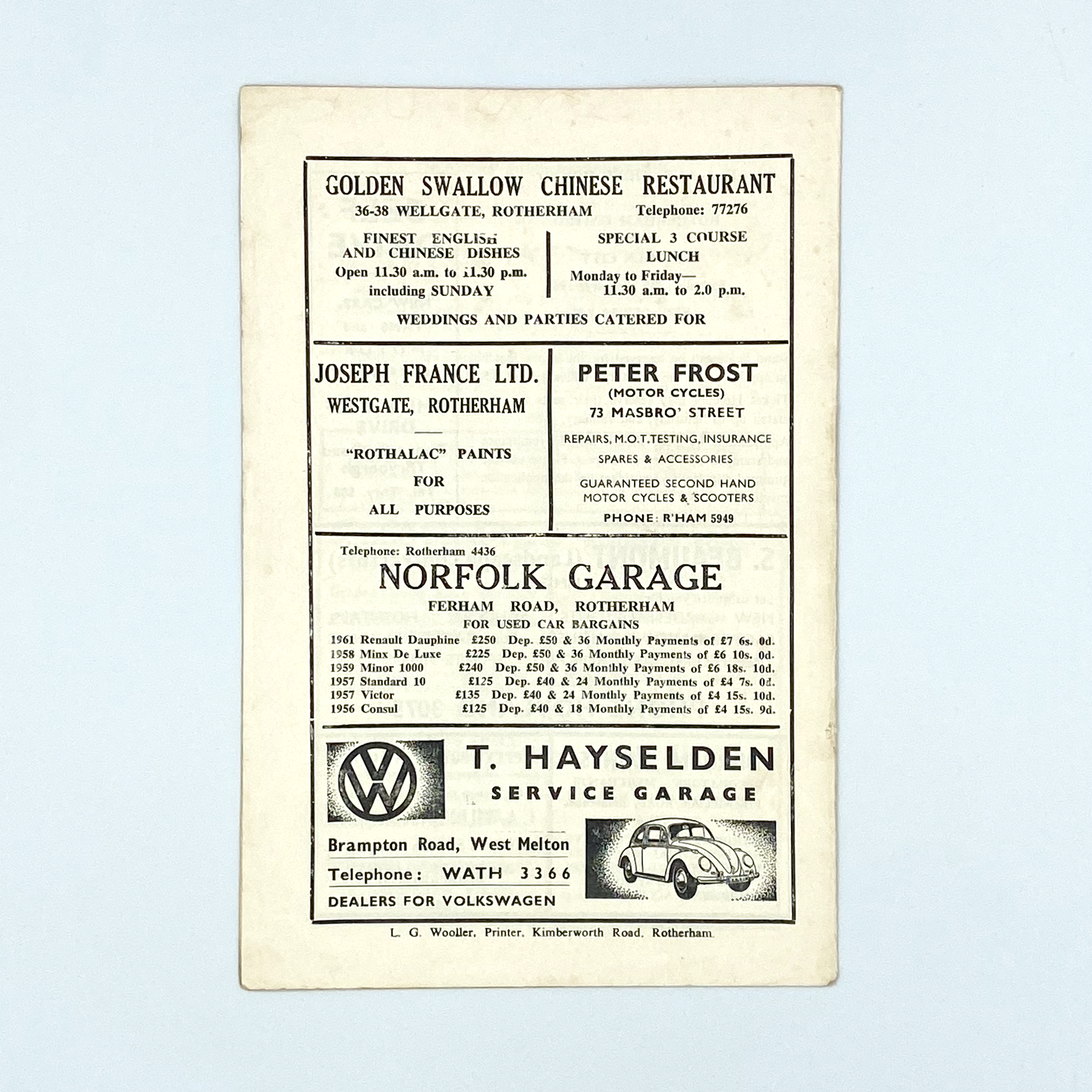 Rotherham United vs Derby County Programme (28 December, 1964)