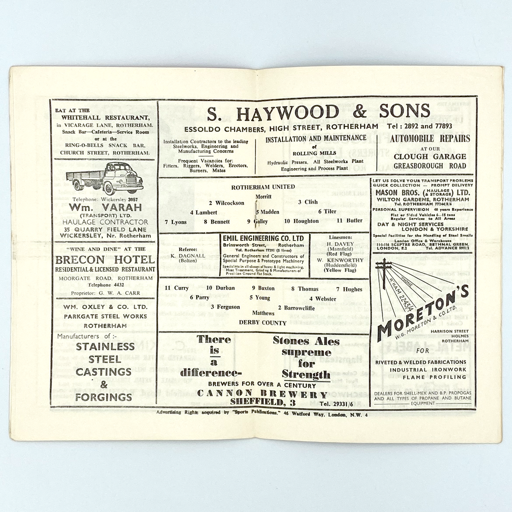 Rotherham United vs Derby County Programme (28 December, 1964)