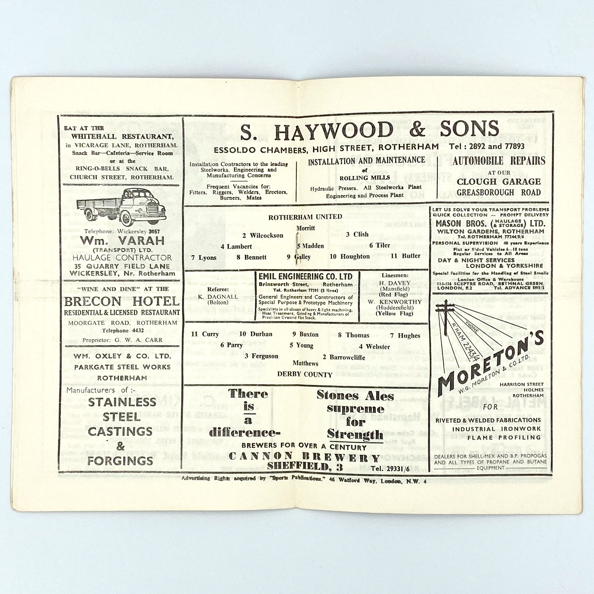 Rotherham United vs Derby County Programme (28 December, 1964)