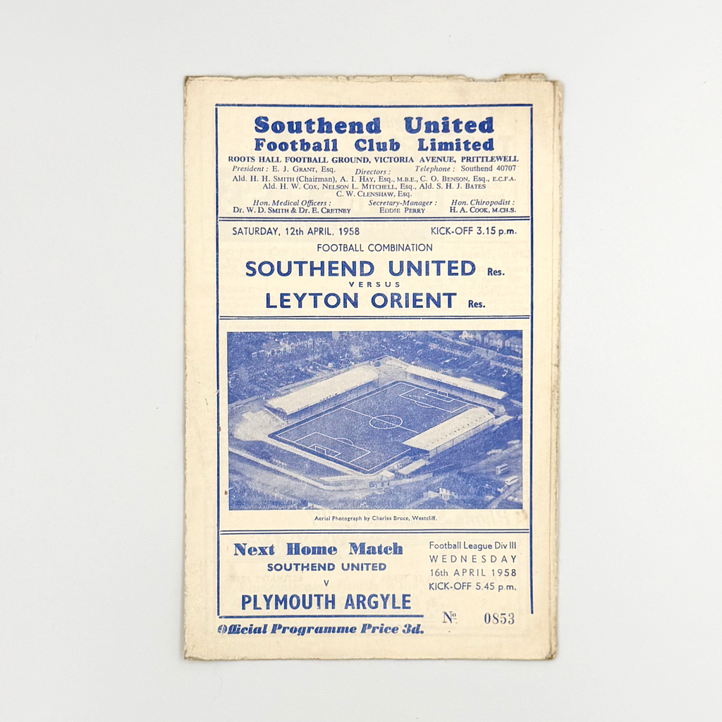 Southend United vs Leyton Orient Programme (12 April, 1958)