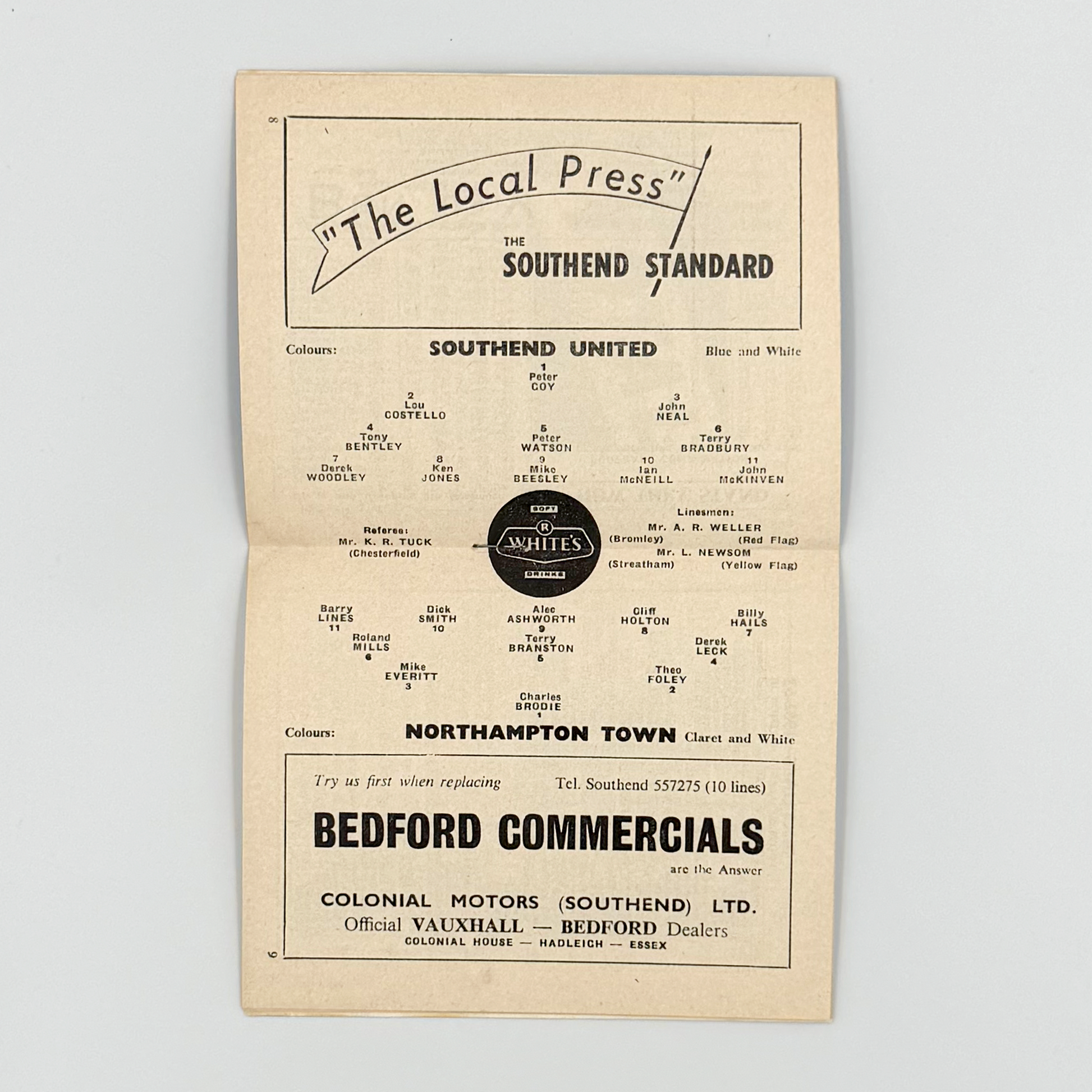 Southend United vs Northampton Town Programme (8 December, 1962)