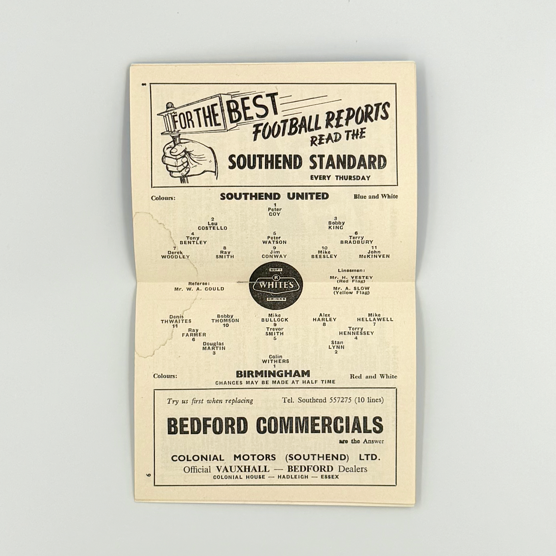 Southend United vs Birmingham City Programme (25 January, 1964)