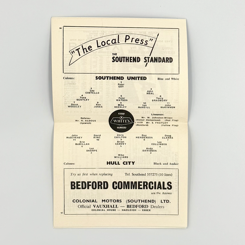 Southend United vs Hull CIty Programme (26 December, 1962)