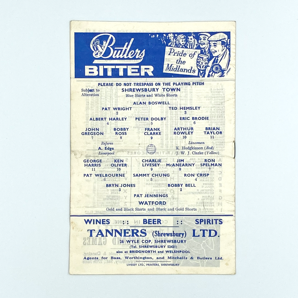 Shrewsbury Town vs Watford Programme (28 March, 1964)