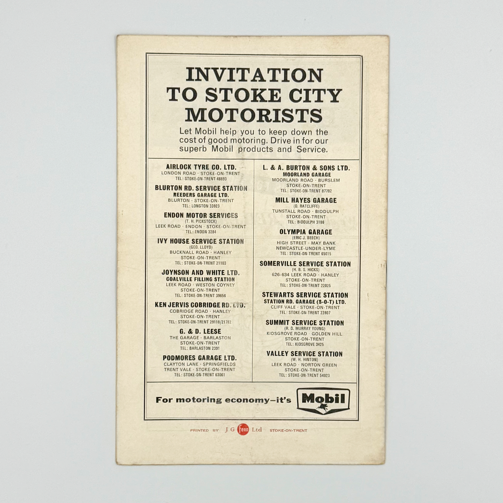 Stoke City vs Arsenal Programme (29 January, 1966)