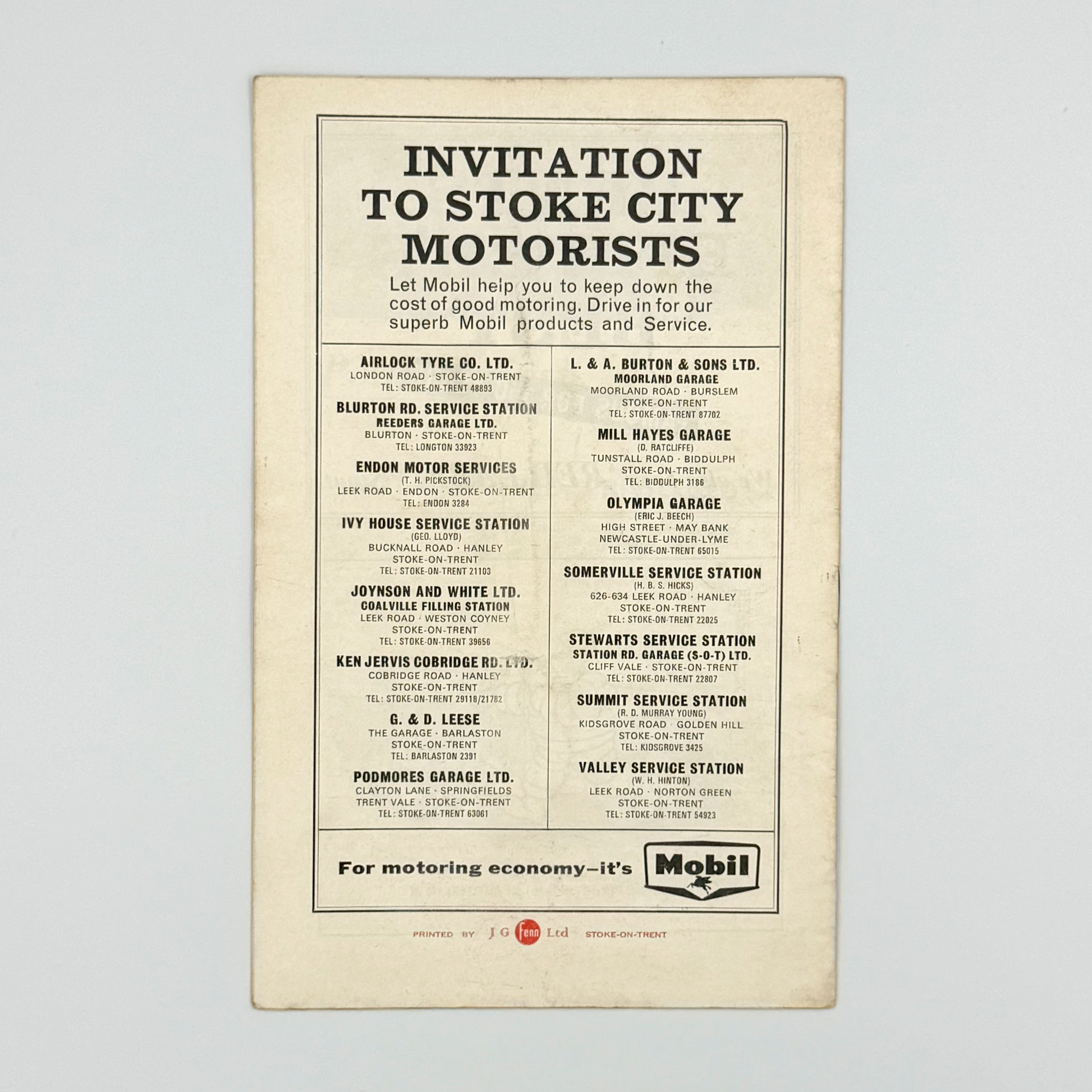 Stoke City vs Arsenal Programme (29 January, 1966)
